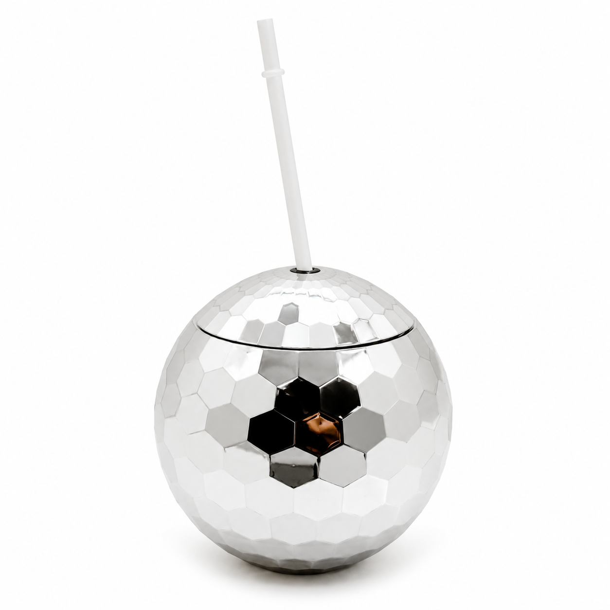 Vaso Disco Ball Plateado con Popote – Galerías el Triunfo