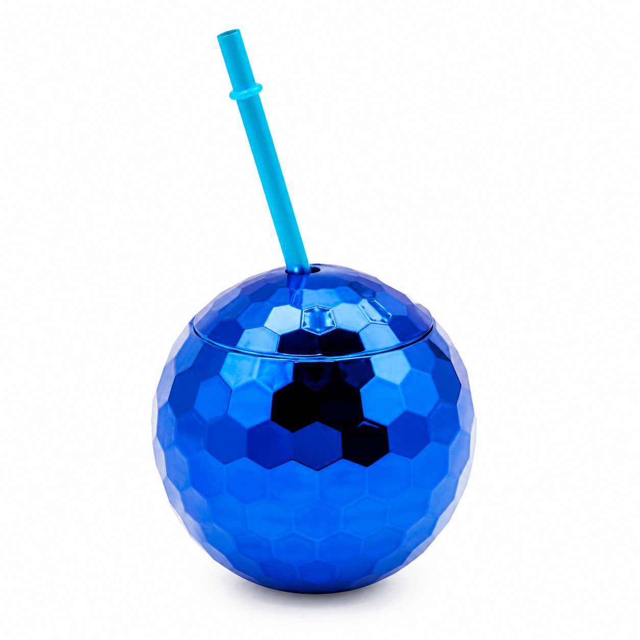 Vaso Disco Ball Azul Electrico con Popote – Galerías el Triunfo
