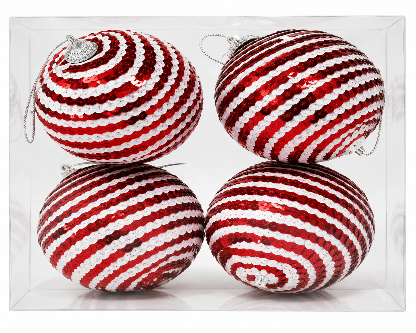 Set de 4 Esferas Navideñas con Lentejuela en Espiral – Galerías el Triunfo