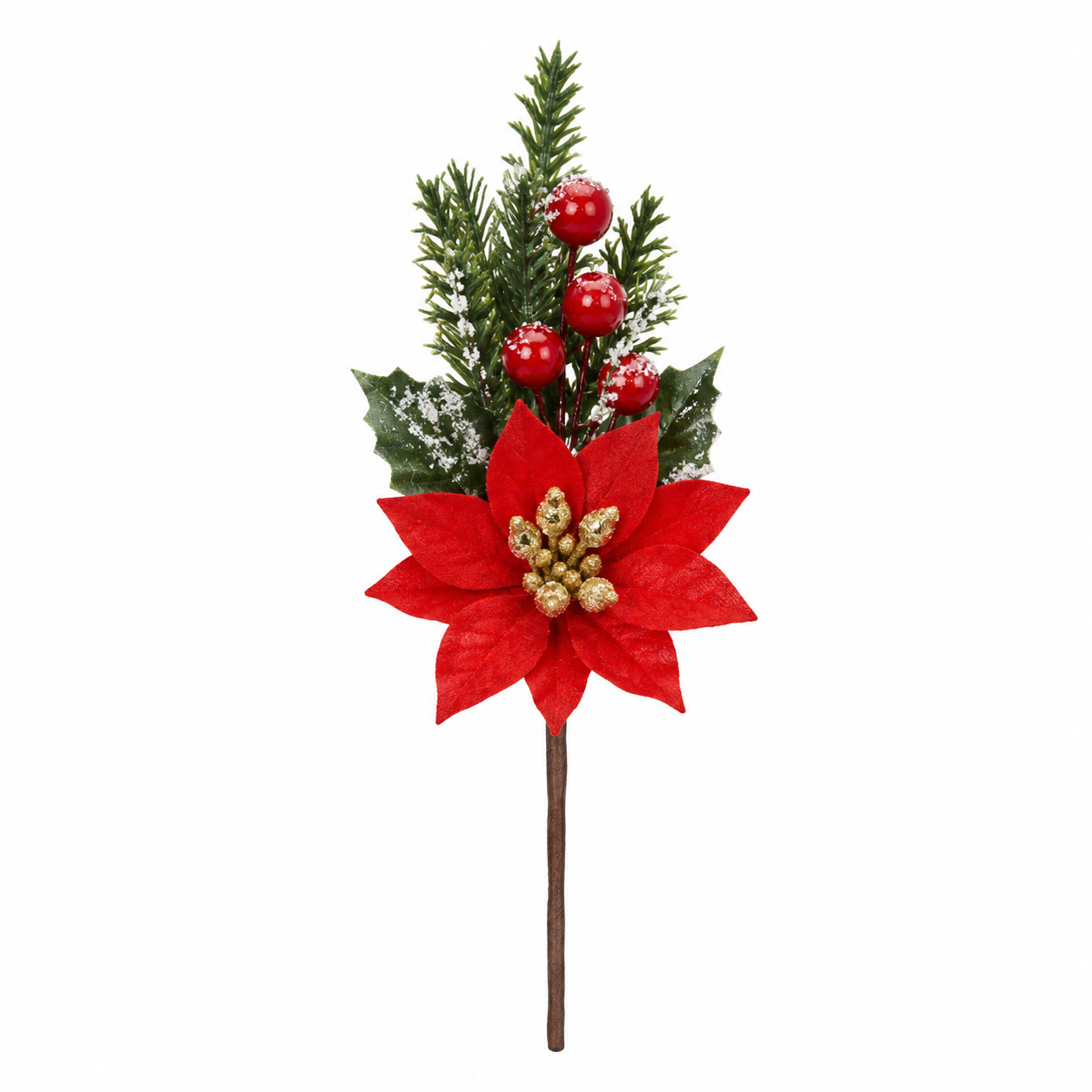 Pick Navideño de Nochebuena Roja con Bayas y Follaje – Galerías el Triunfo