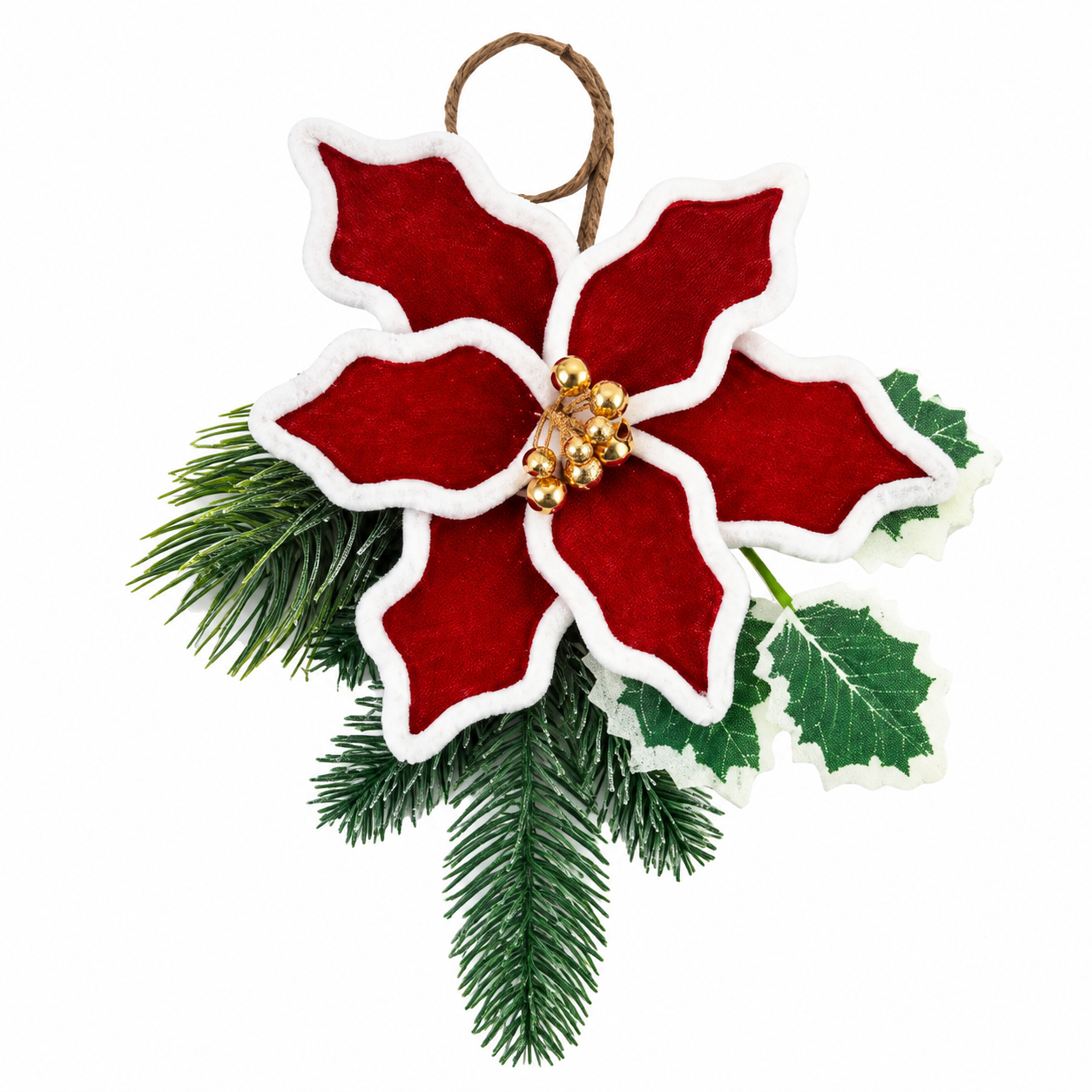 Colgante de Nochebuena Roja con Borde Blanco – Galerías el Triunfo