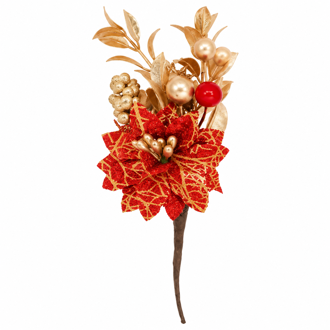 Pick Floral Rojo con Detalles Dorados y Bayas – Galerías el Triunfo