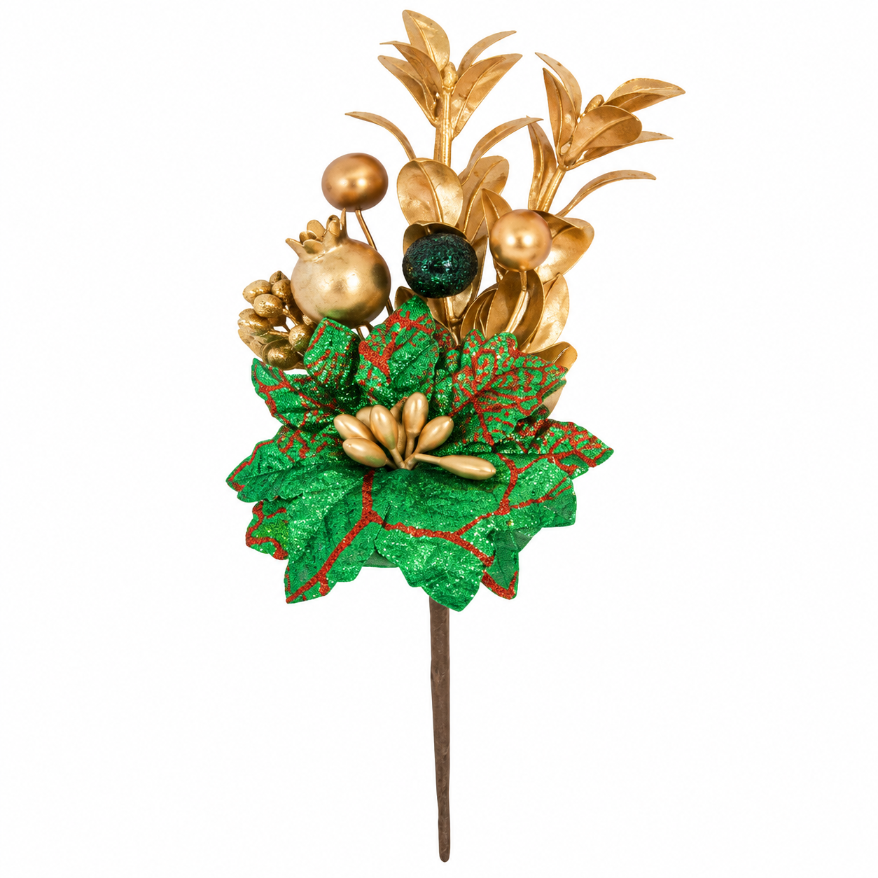 Pick Floral Verde con Detalles Dorados y Bayas – Galerías el Triunfo