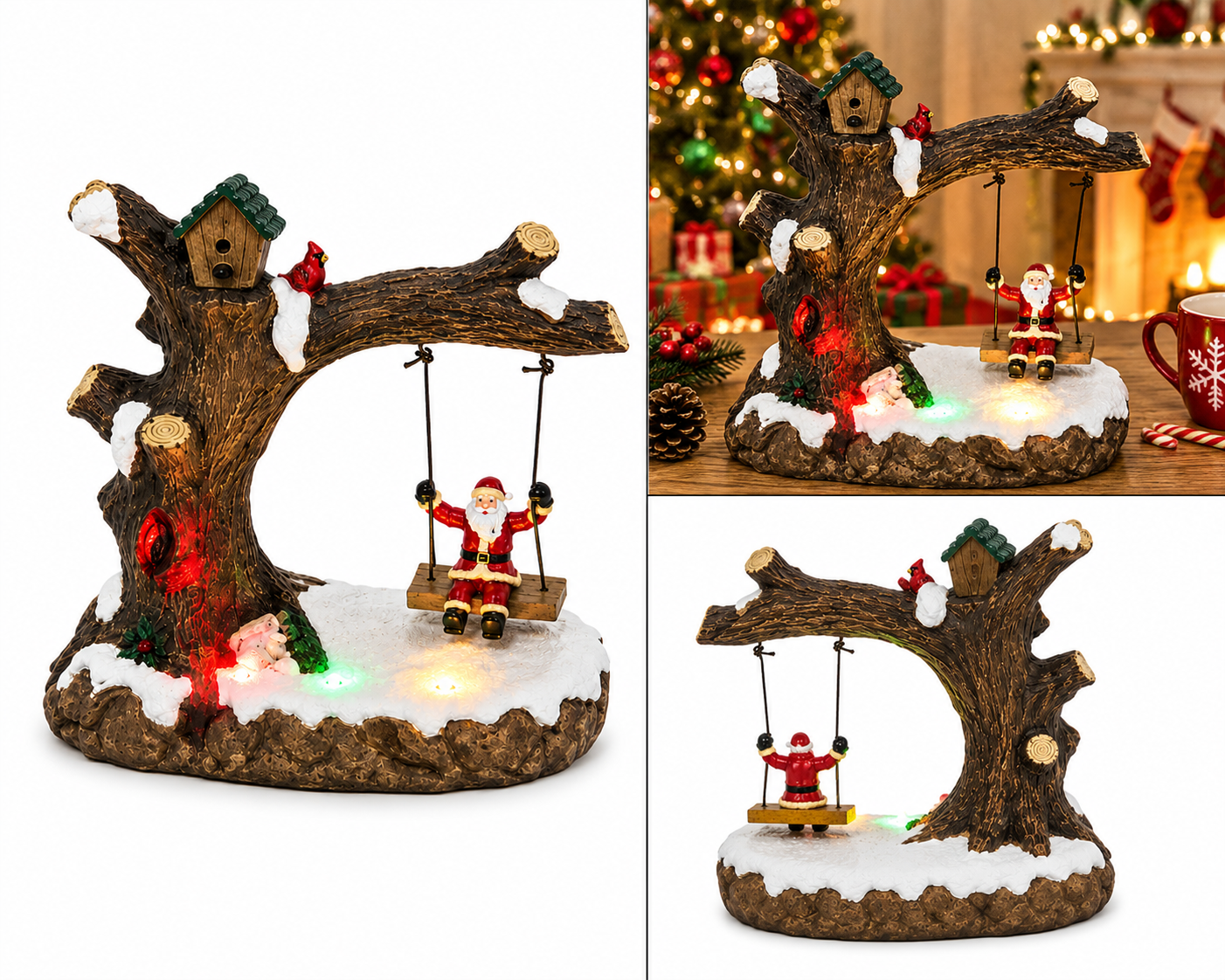 Casa de Santa con Árboles Nevados y Luz LED – Galerías el Triunfo