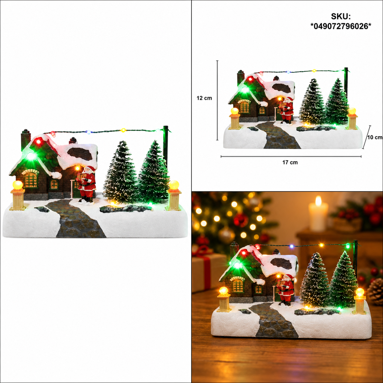 Casa de Santa con Árboles Nevados y Luz LED – Galerías el Triunfo