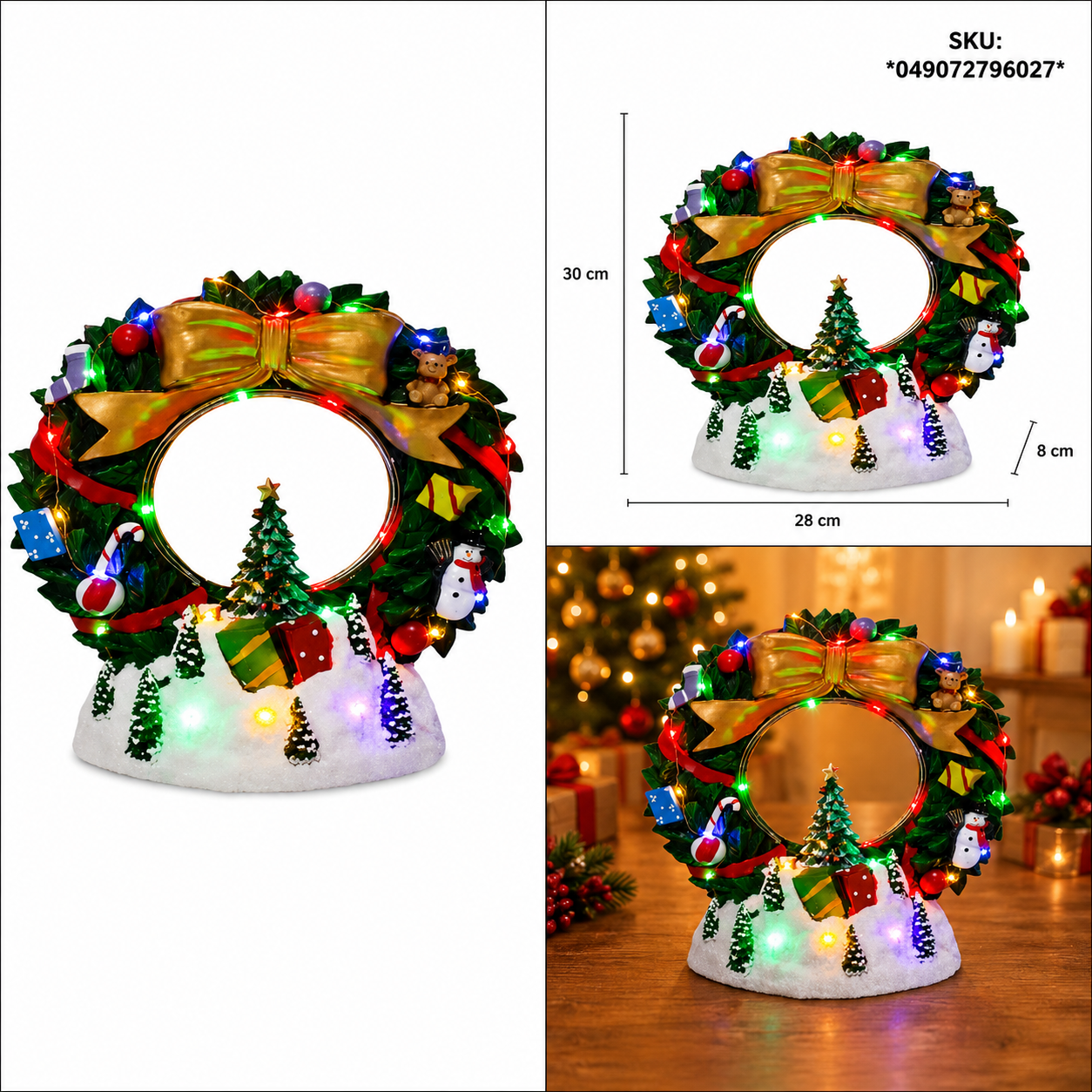 Guirnalda Navideña con Árbol Giratorio y Luz LED – Galerías el Triunfo