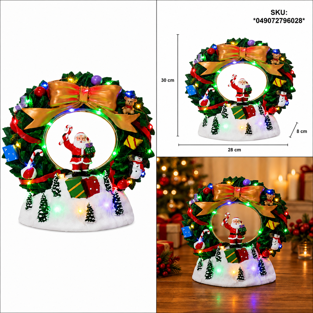 Guirnalda Navideña con Santa Giratorio y Luz LED – Galerías el Triunfo