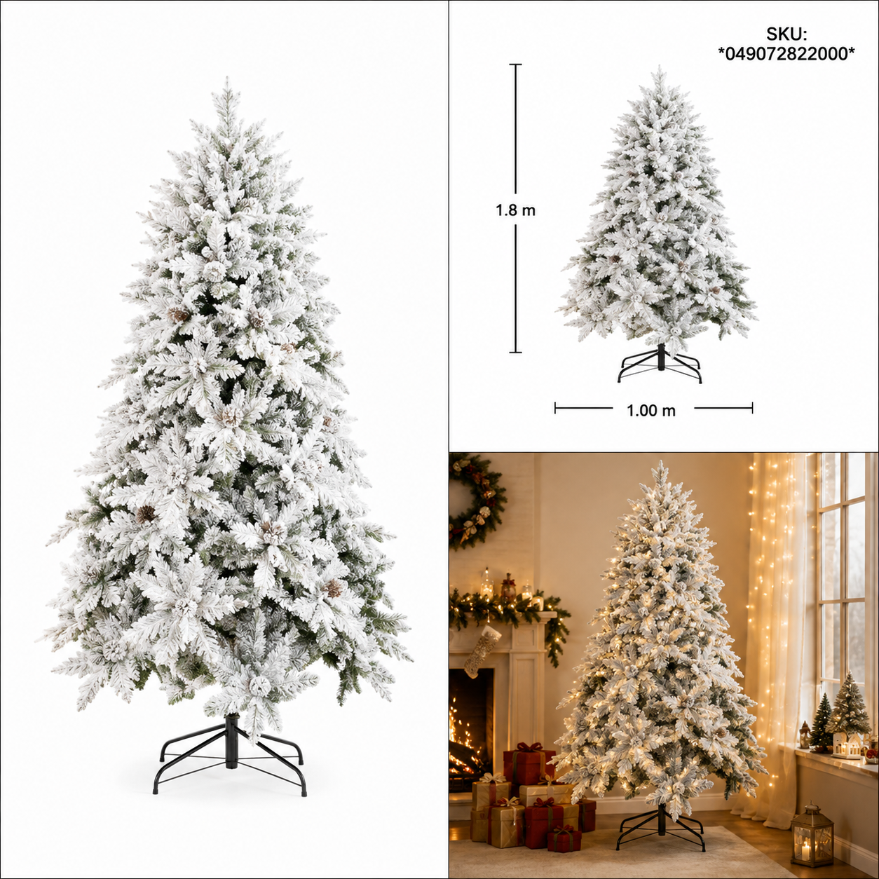 Árbol de Navidad Nevado con Piñas Naturales – Galerías el Triunfo
