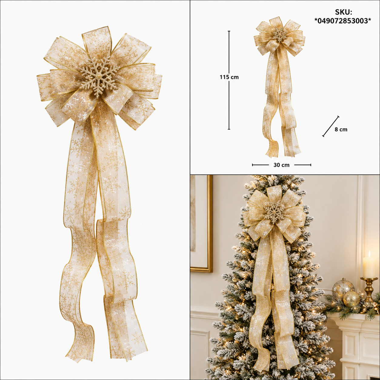 Moño Navideño Lino y Malla Dorada – Galerías el Triunfo