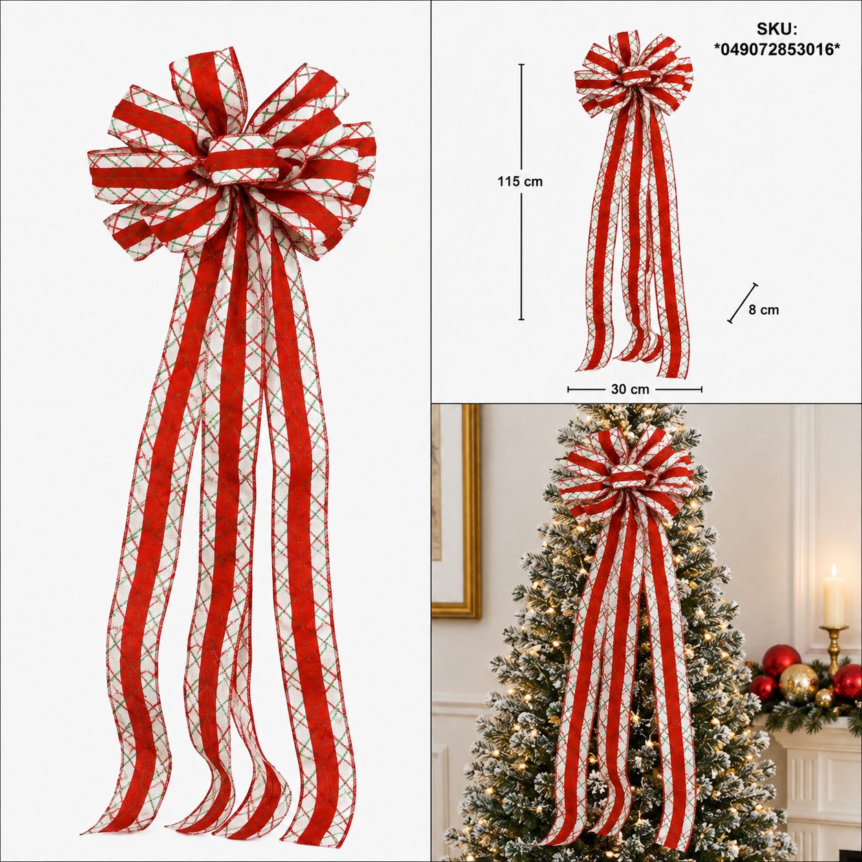 Moño Navideño de Terciopelo Blanco Bicolor – Galerías el Triunfo