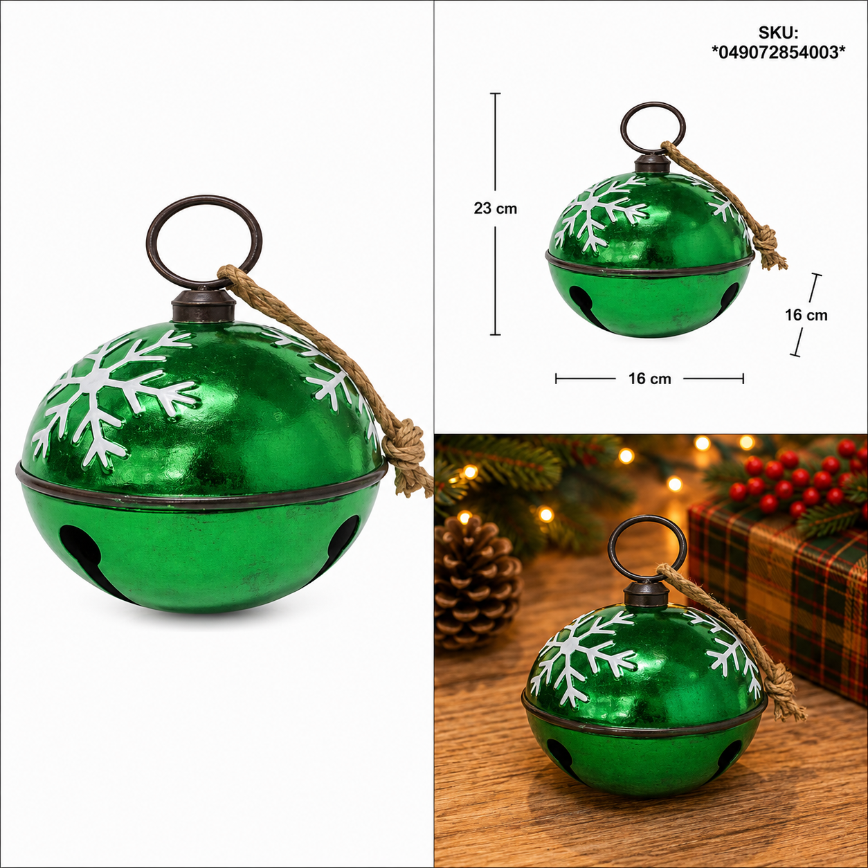 Cascabel Verde con Copos de Nieve Blancos- Galerías el Triunfo