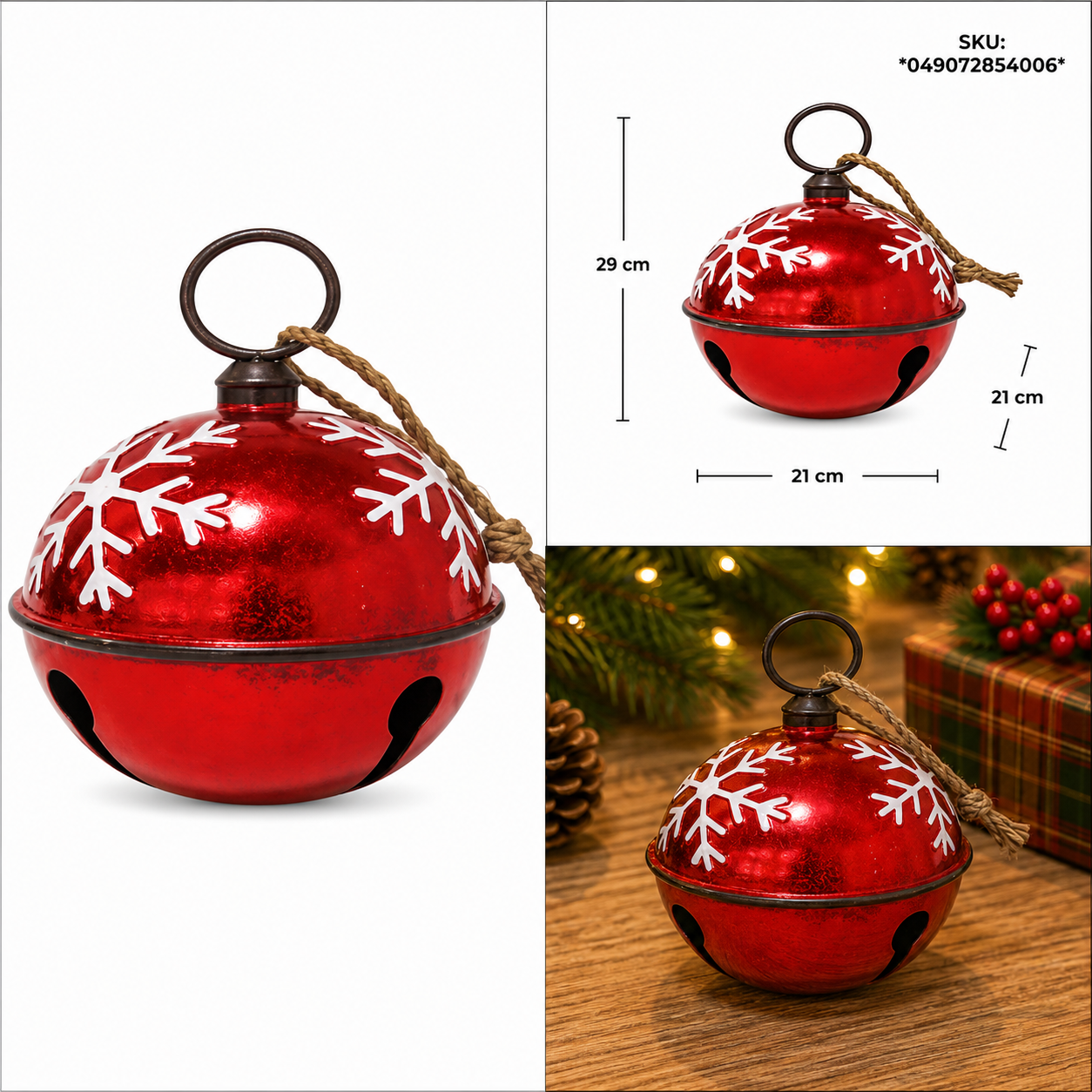Cascabel Rojo con Copos de Nieve Blancos- Galerías el Triunfo