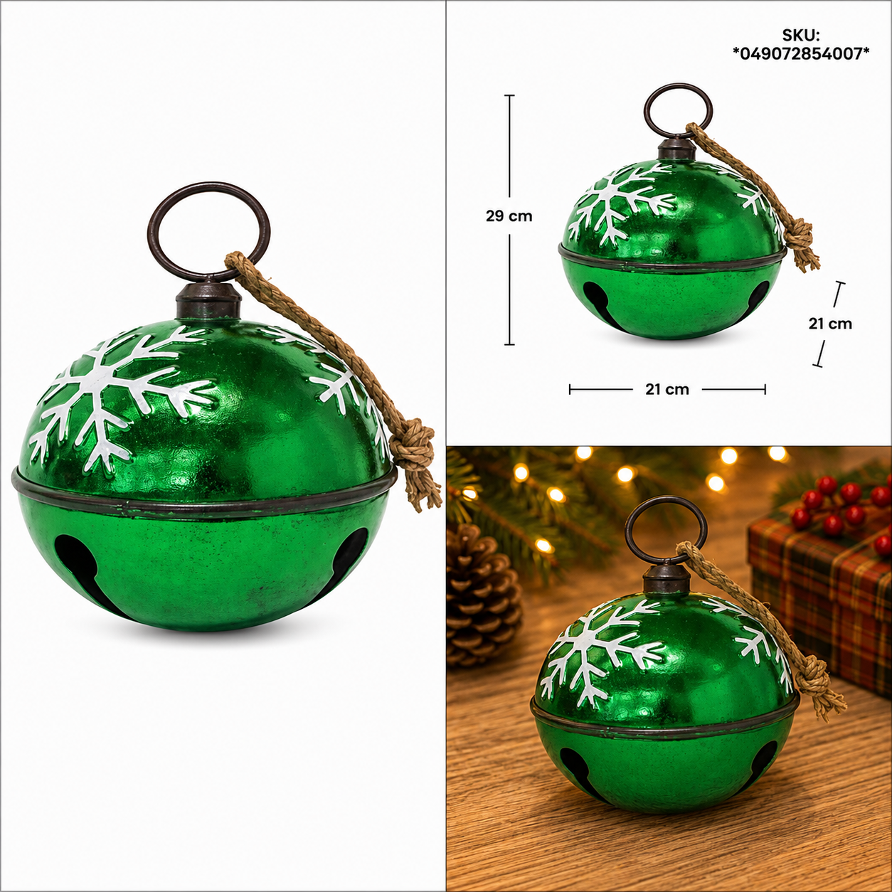 Cascabel Verde con Copos de Nieve Blancos- Galerías el Triunfo