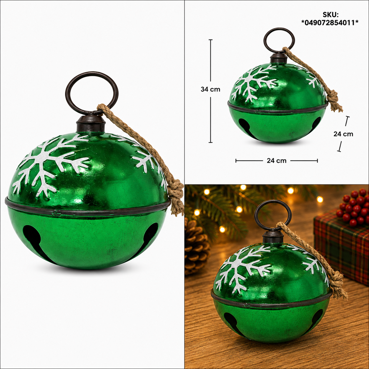 Cascabel Verde con Copos de Nieve Blancos- Galerías el Triunfo