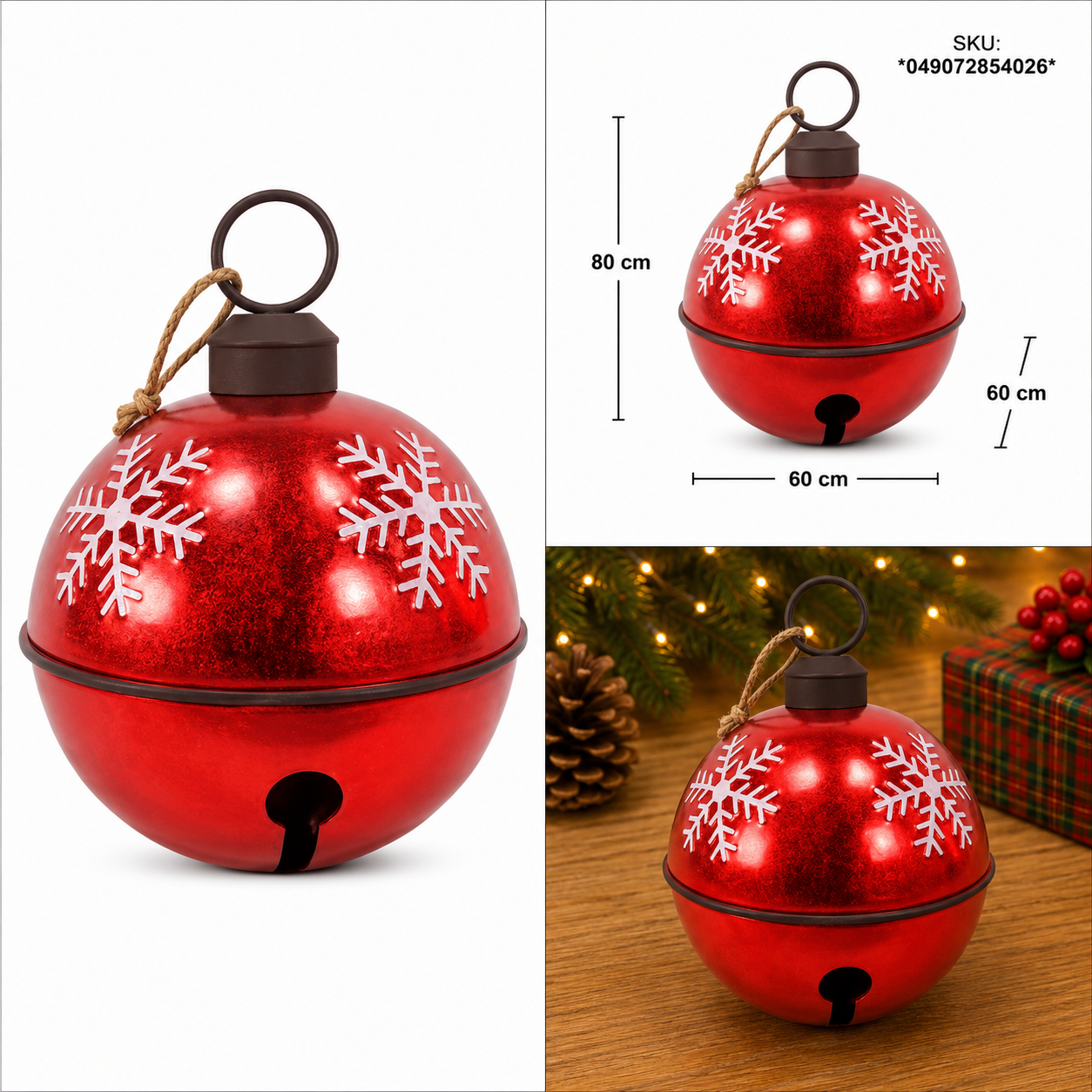 Cascabel Rojo con Copos de Nieve Blancos- Galerías el Triunfo