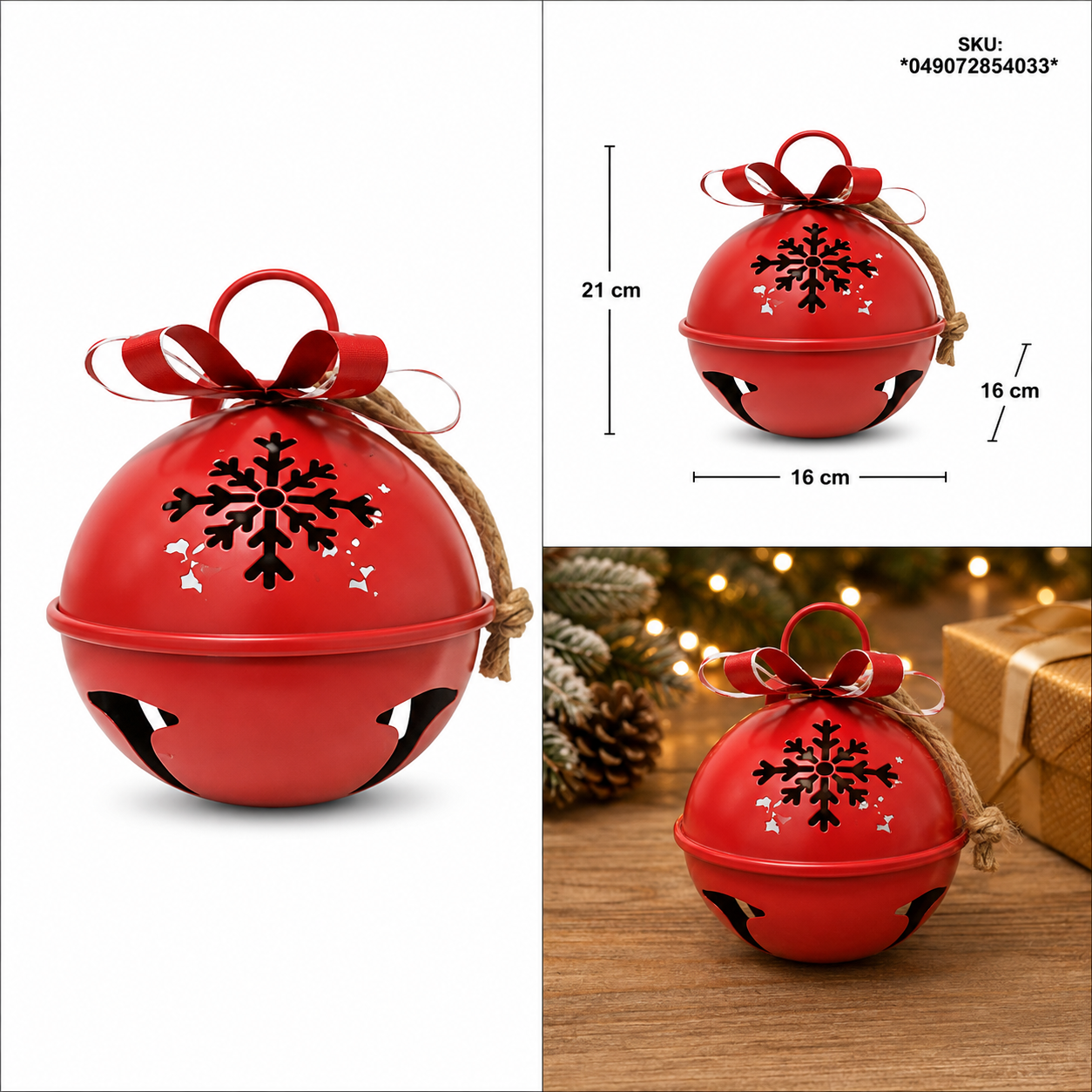Cascabel Rojo Vintage con Copos de Nieve Calados – Galerías el Triunfo