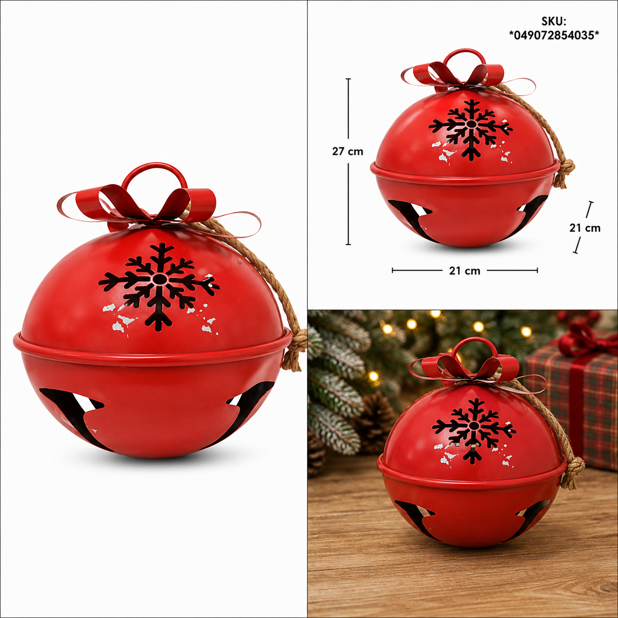 Cascabel Rojo Vintage con Copos de Nieve Calados – Galerías el Triunfo