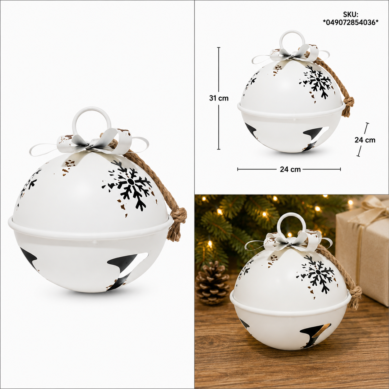 Cascabel Blanco Vintage con Copos de Nieve Calados – Galerías el Triunfo