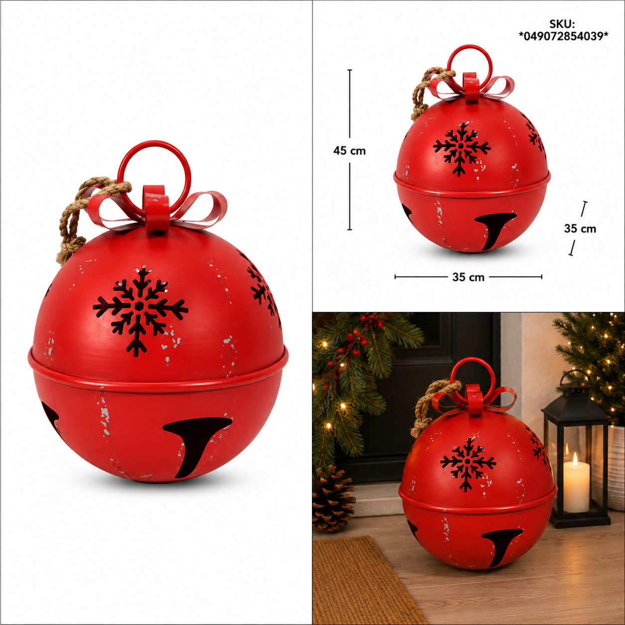 Cascabel Rojo Vintage con Copos de Nieve Calados – Galerías el Triunfo