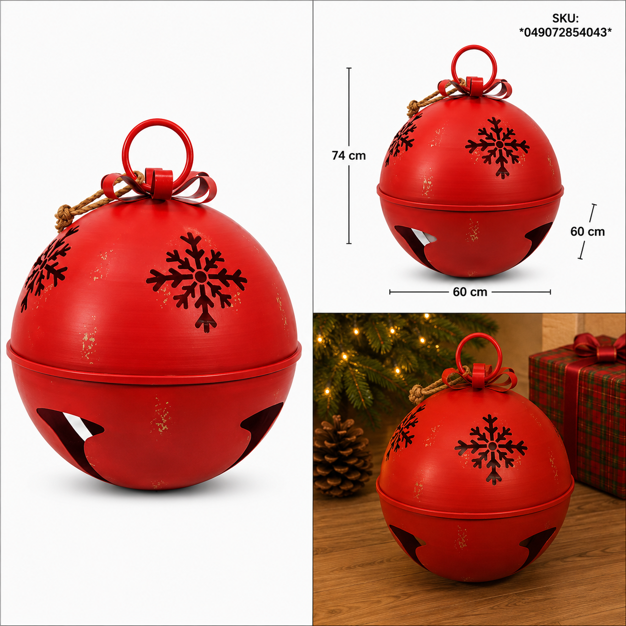 Cascabel Rojo Vintage con Copos de Nieve Calados – Galerías el Triunfo