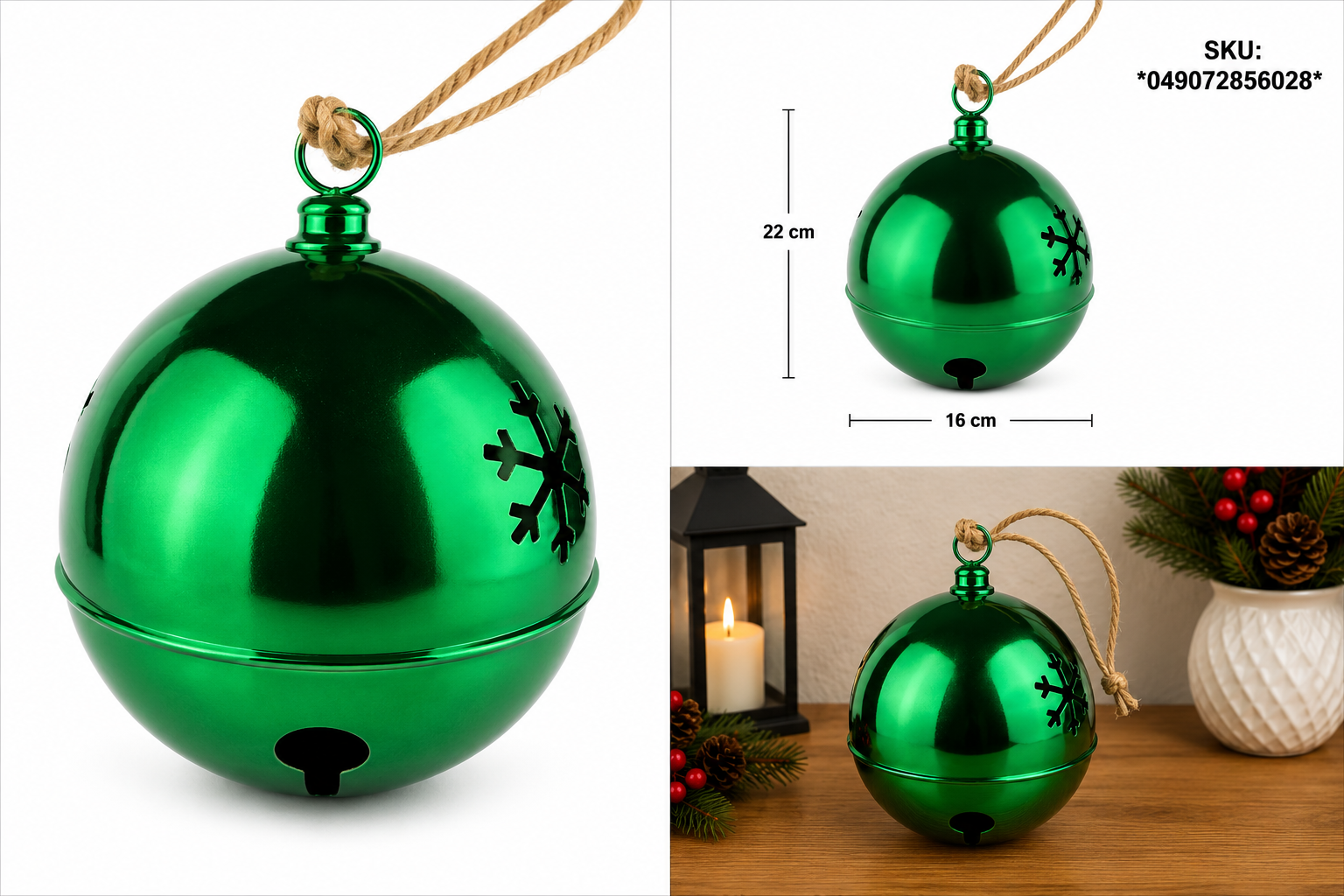 Cascabel Verde Cromado con Copo de Nieve Calado – Galerías el Triunfo
