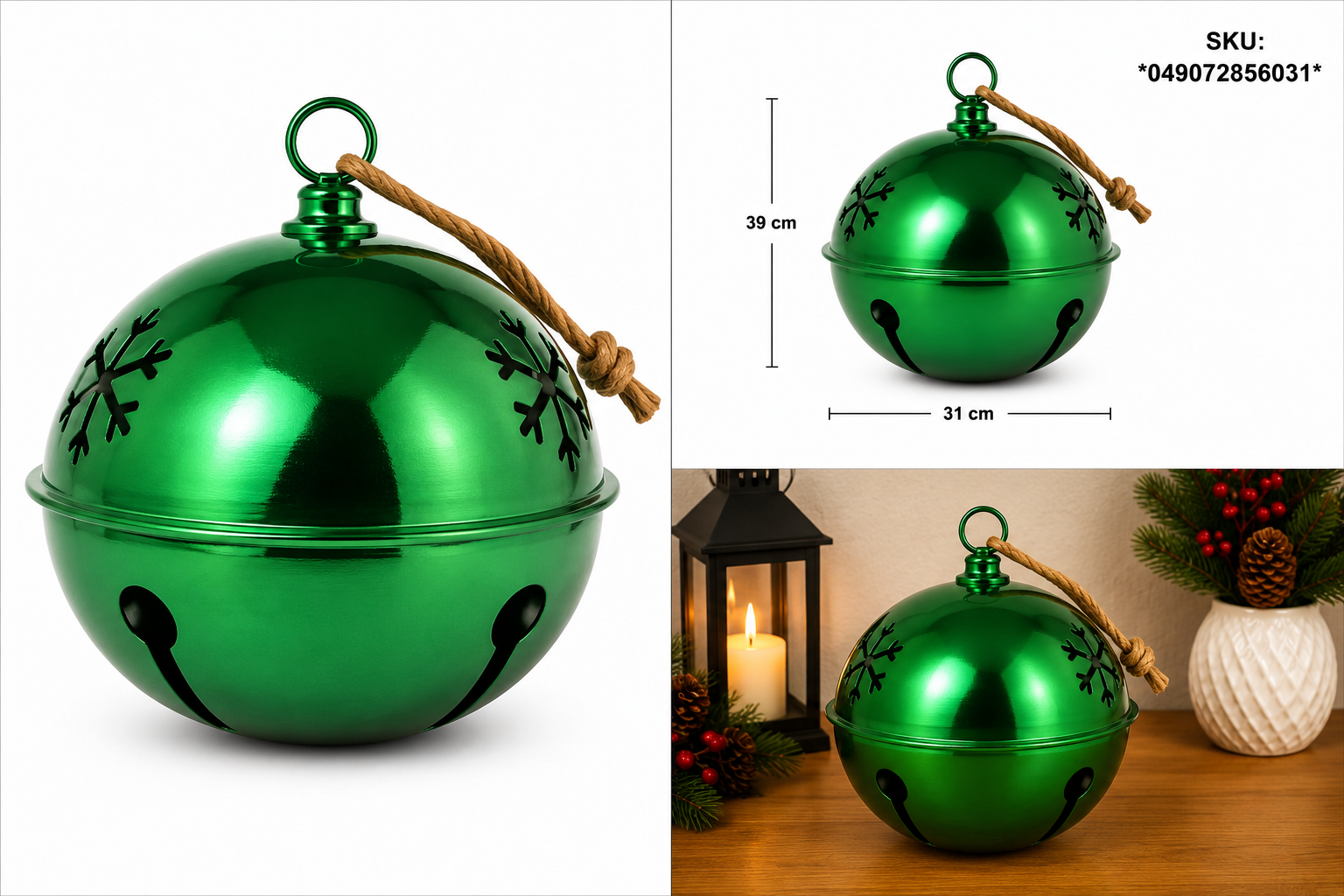 Cascabel Verde con Copos de Nieve Calados – Galerías el Triunfo