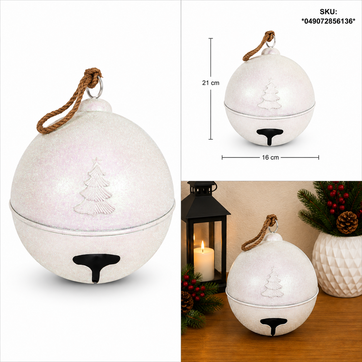 Cascabel Blanco Diamantado con Árbol Grabado – Galerías el Triunfo