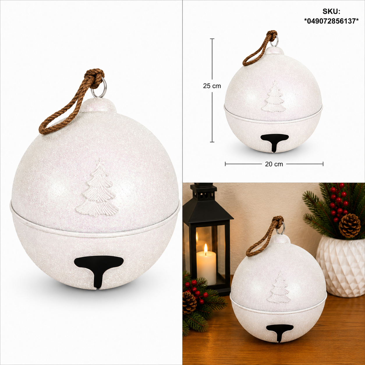Cascabel Blanco Diamantado con Árbol Grabado – Galerías el Triunfo
