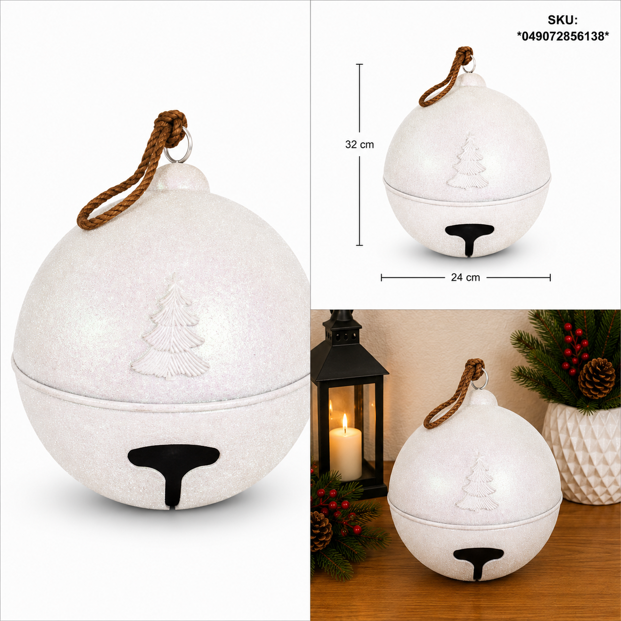 Cascabel Blanco Diamantado con Árbol Grabado – Galerías el Triunfo