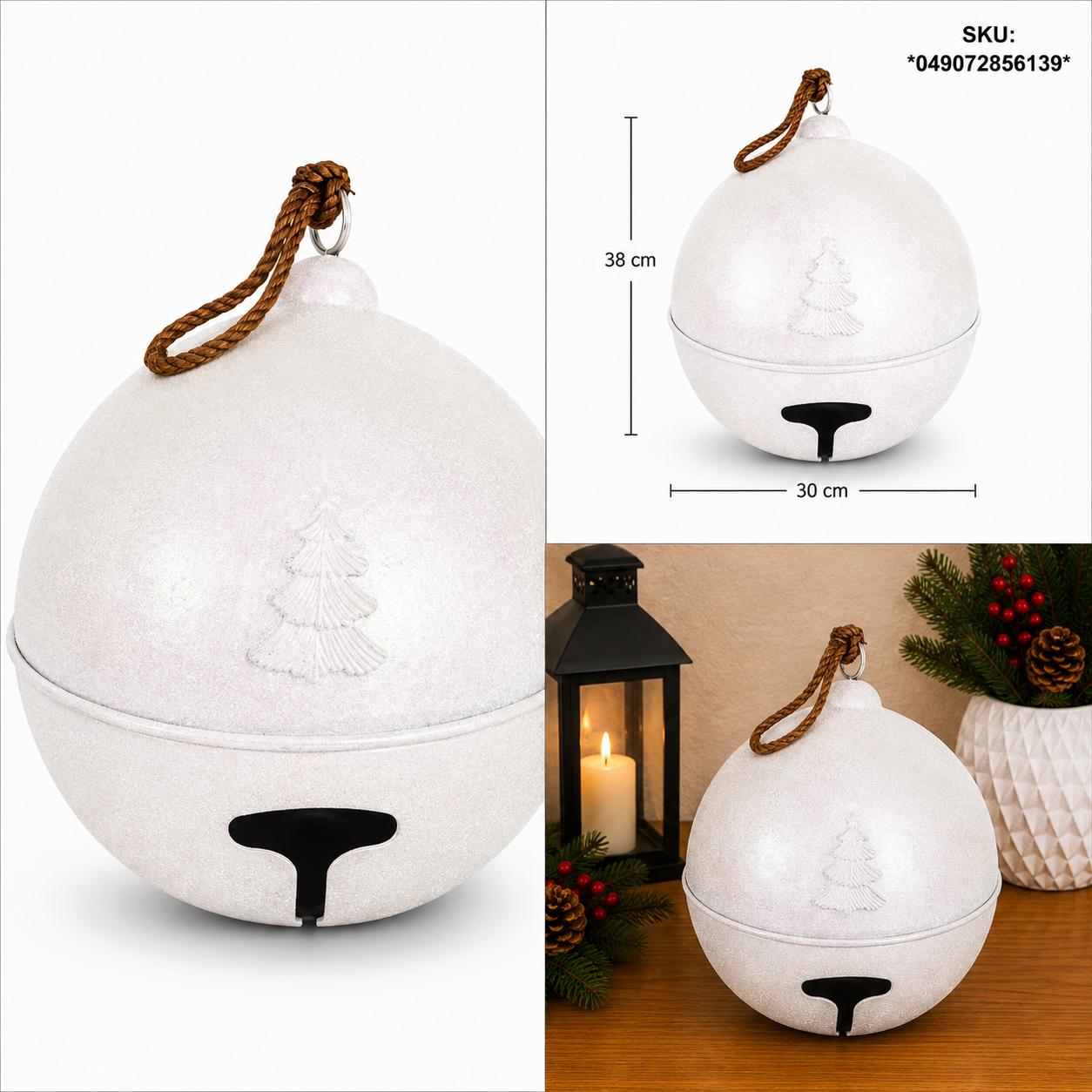 Cascabel Blanco Diamantado con Árbol Grabado – Galerías el Triunfo