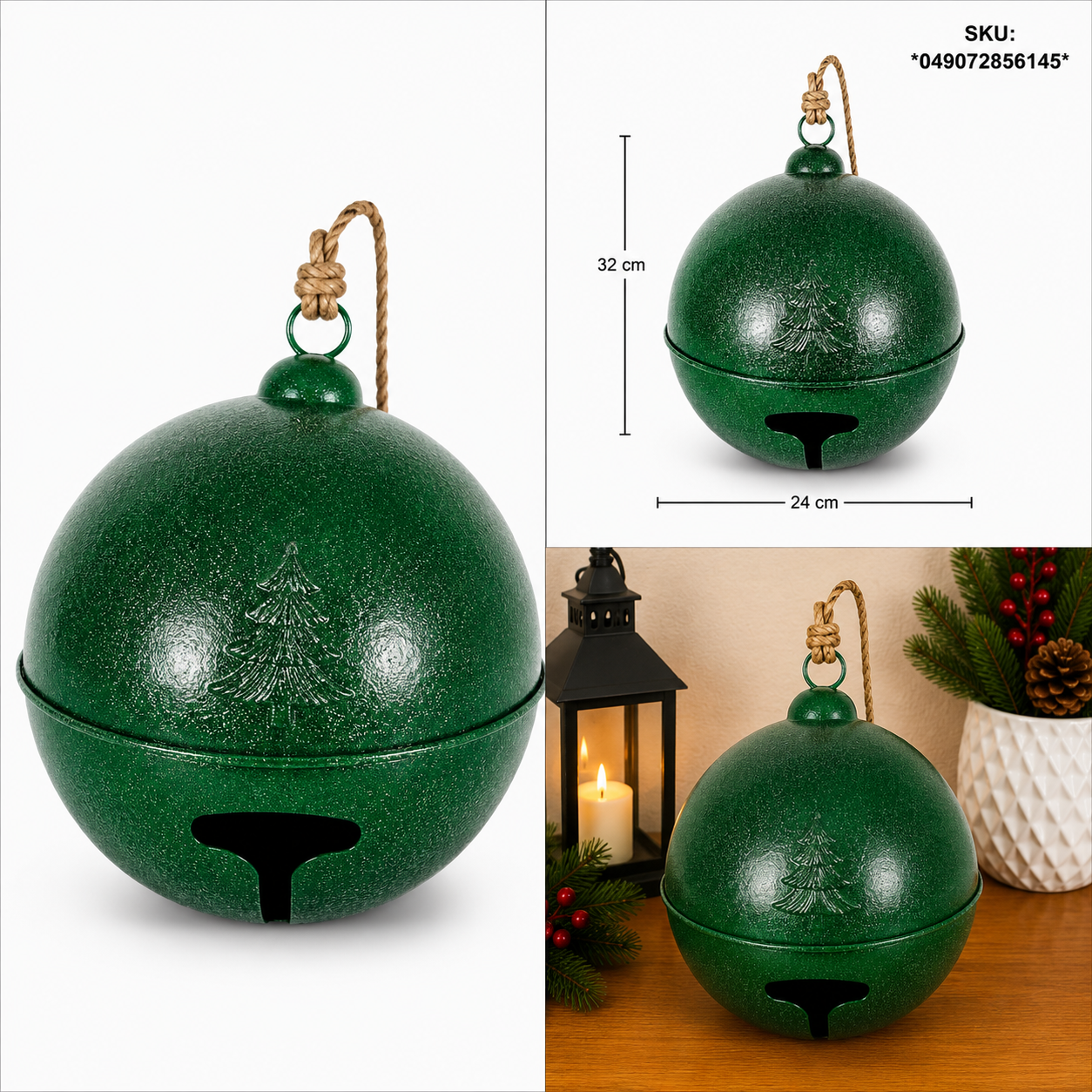 Cascabel Verde Diamantado con Árbol Grabado – Galerías el Triunfo