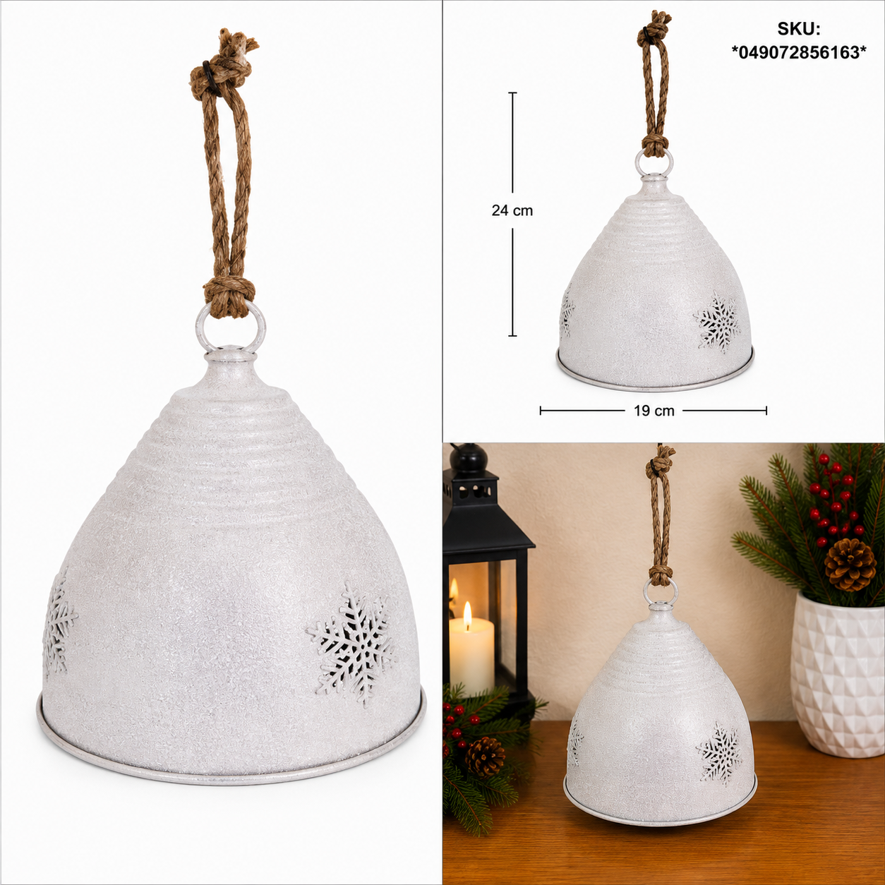 Campana Diamantada Iridiscente con Copos de Nieve – Galerías el Triunfo