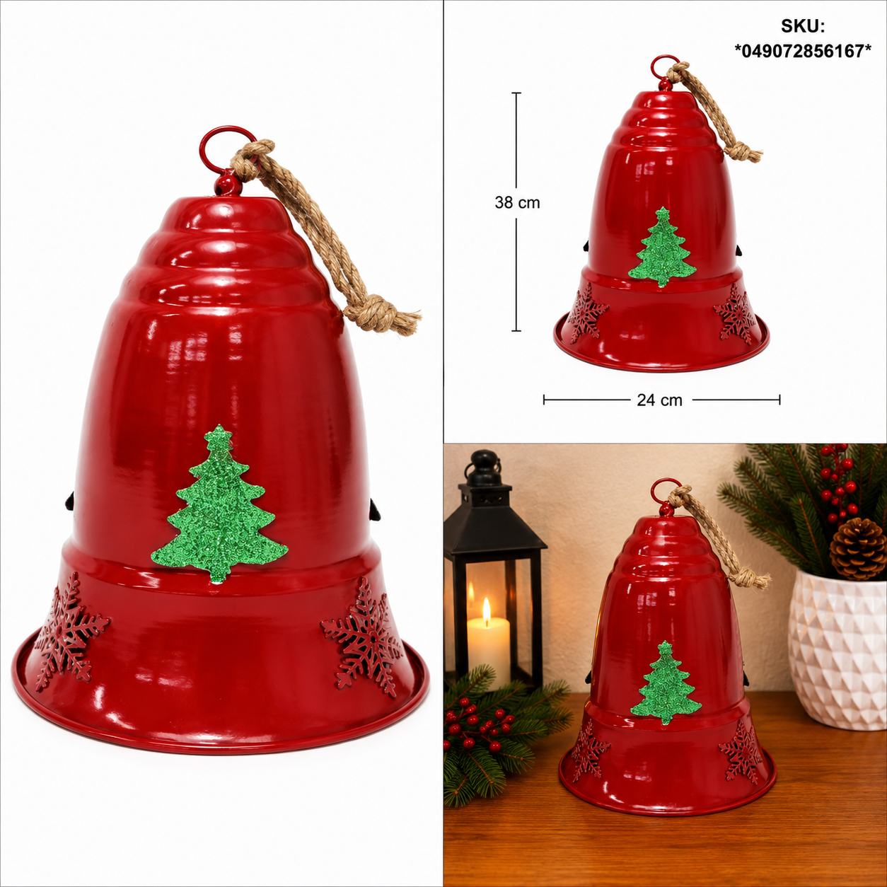 Campana Roja con Pinos y Copo de Nieve – Galerías el Triunfo
