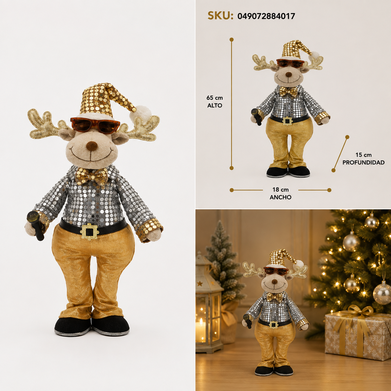 Reno Navideño Showman Dorado - Galerías el Triunfo
