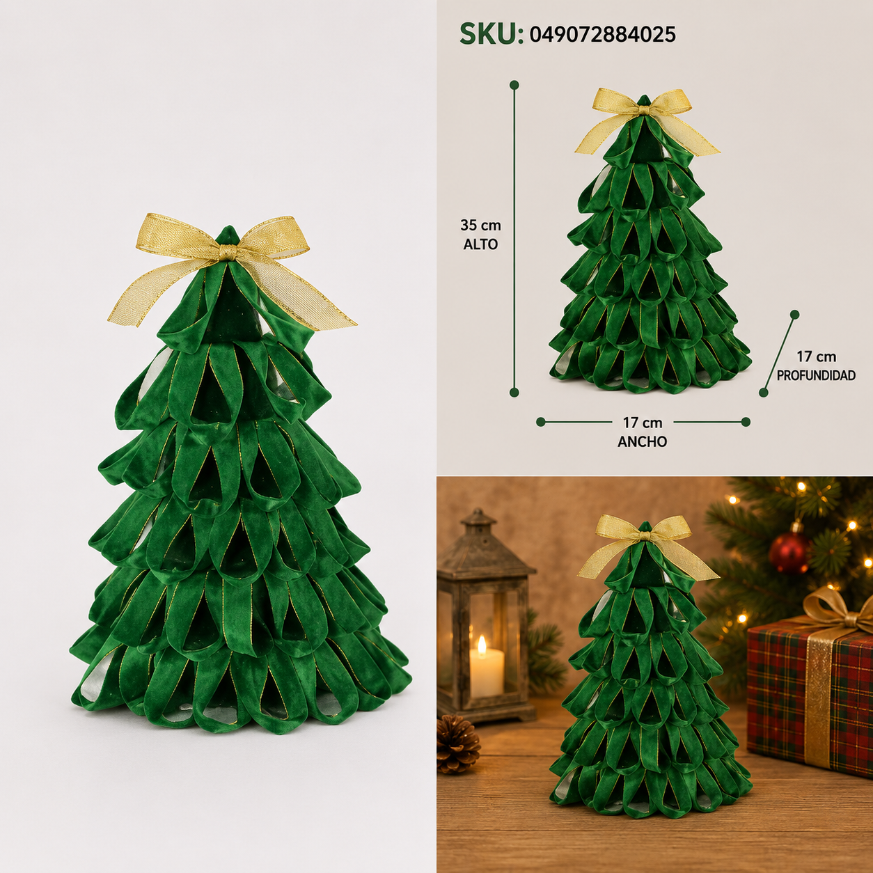 Árbol Navideño de Cintas Verdes - Galerías el Triunfo