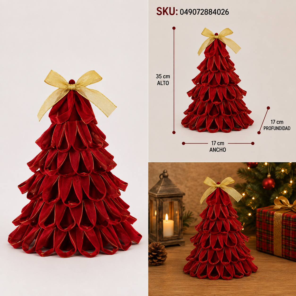 Árbol Navideño de Cintas Rojas - Galerías el Triunfo