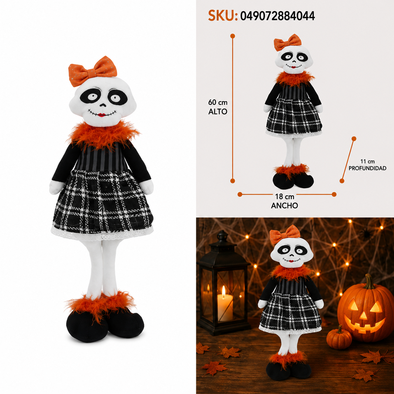 Muñeca Esqueleto con Vestido Escocés - Galerías el Triunfo