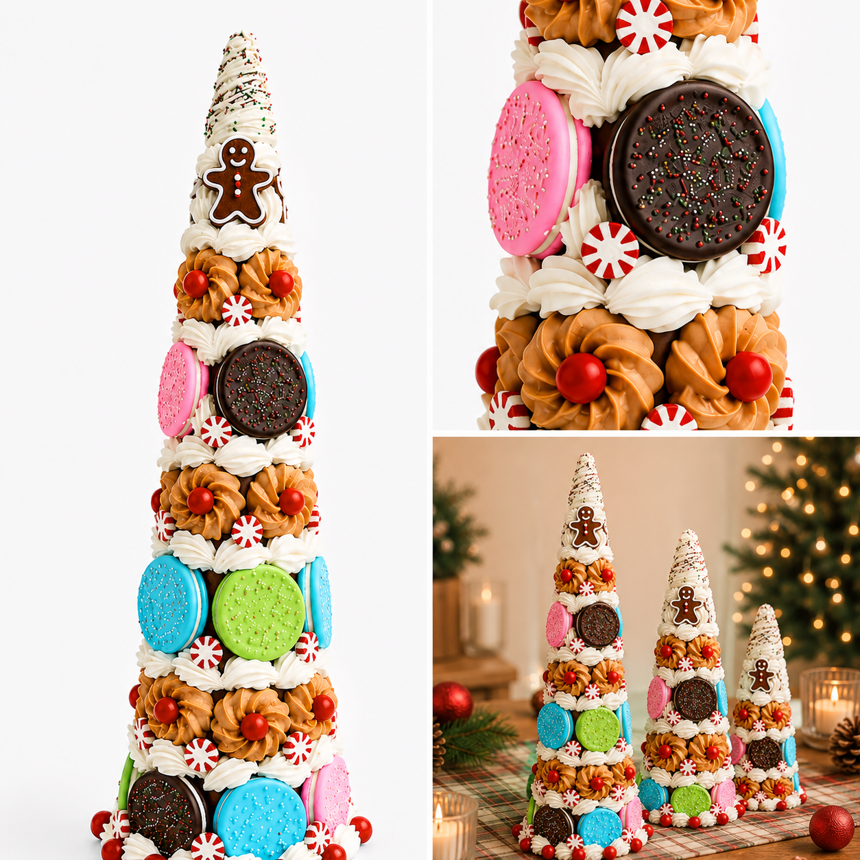 Árbol de Cono "Gourmet Sweet" con Galletas y Dulces - Galerías el Triunfo
