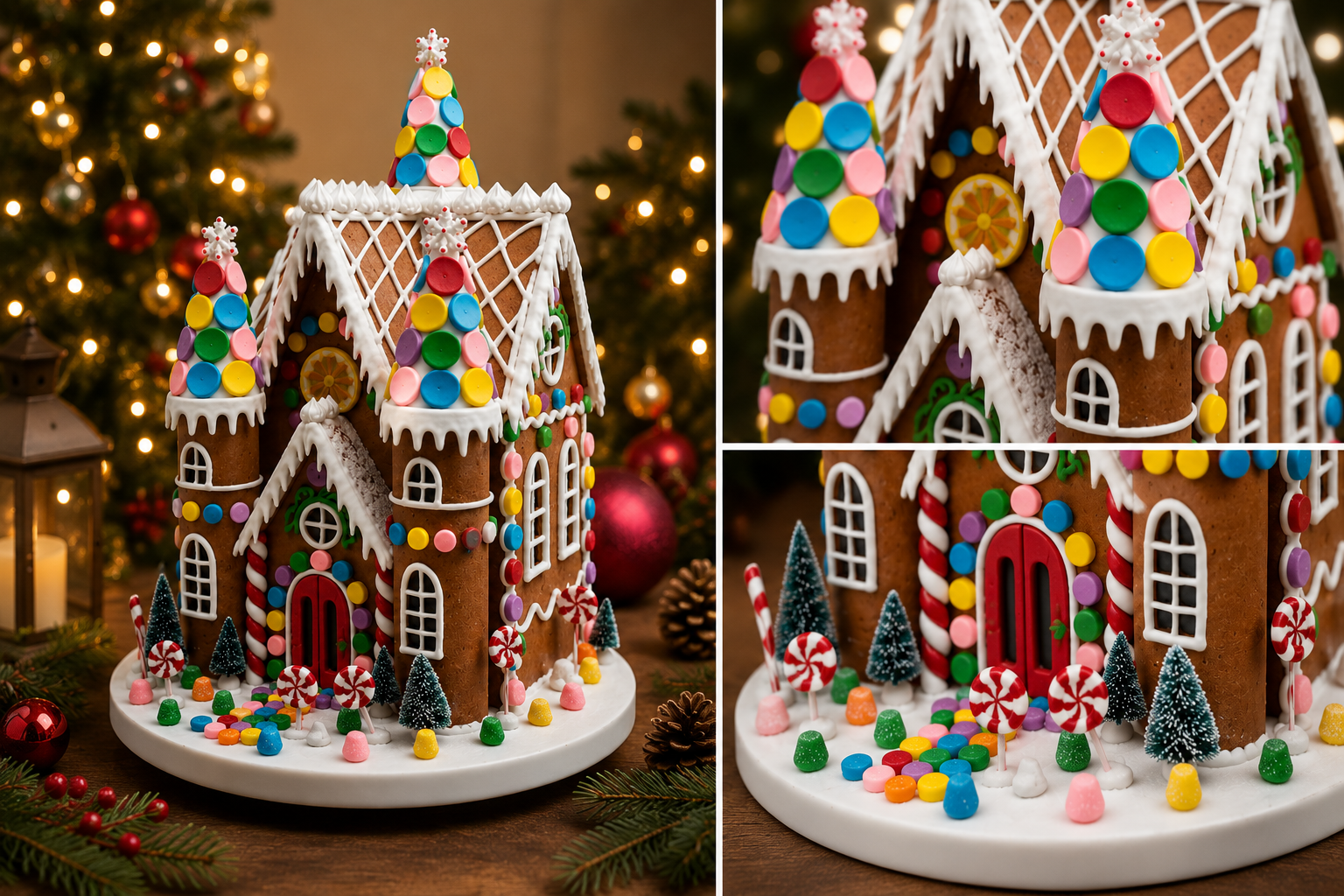 Castillo de Jengibre "Gourmet Sweet" con Lunetas y Luz LED - Galerías el Triunfo