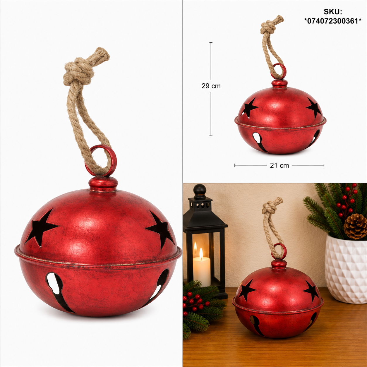 Cascabel Rojo Vintage con Estrellas Caladas – Galerías el Triunfo