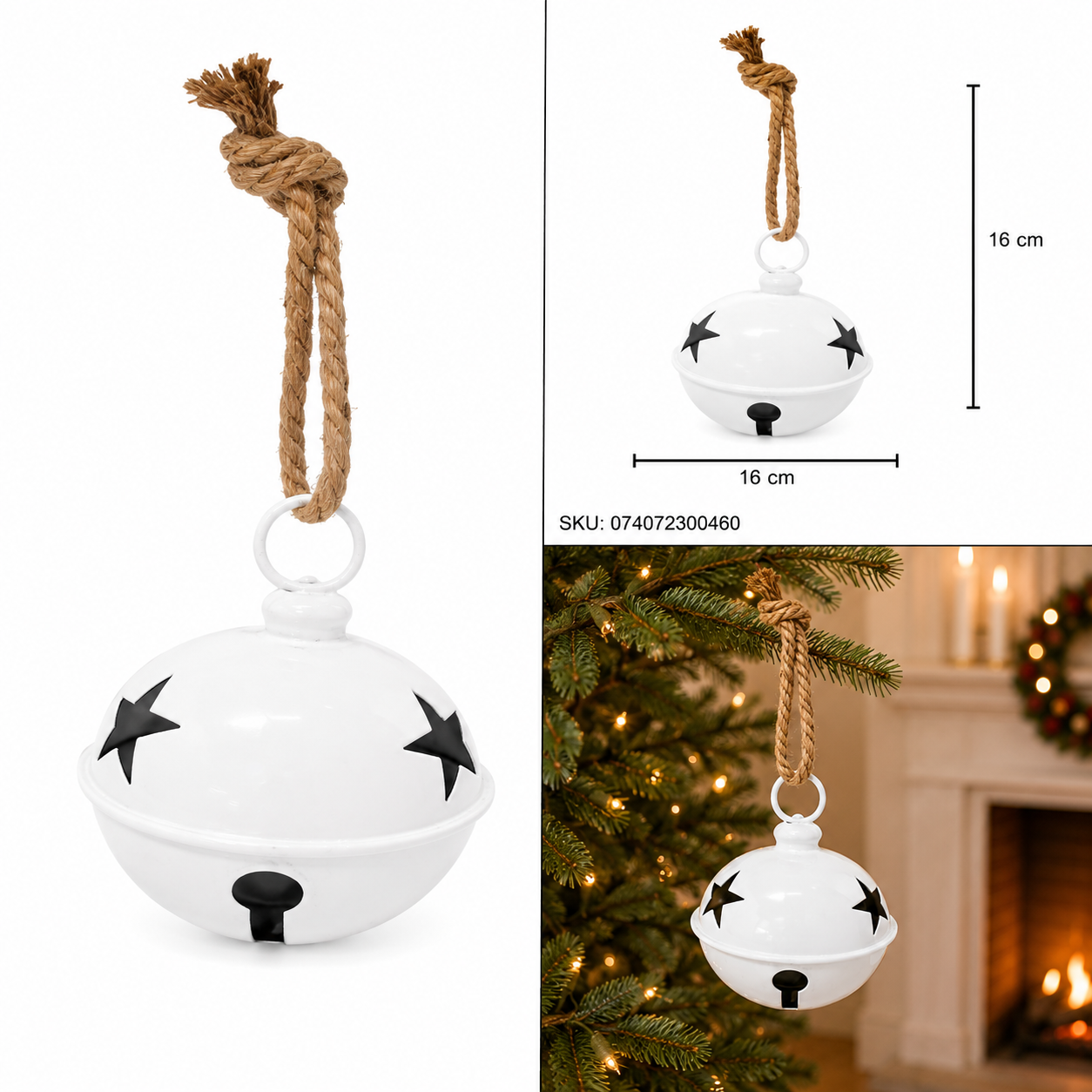 Cascabel Blanco Brilloso con Estrellas Caladas – Galerías el Triunfo
