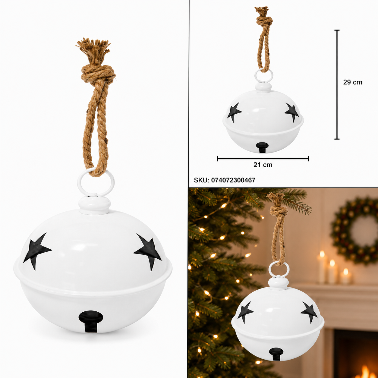 Cascabel Blanco Brilloso con Estrellas Caladas – Galerías el Triunfo