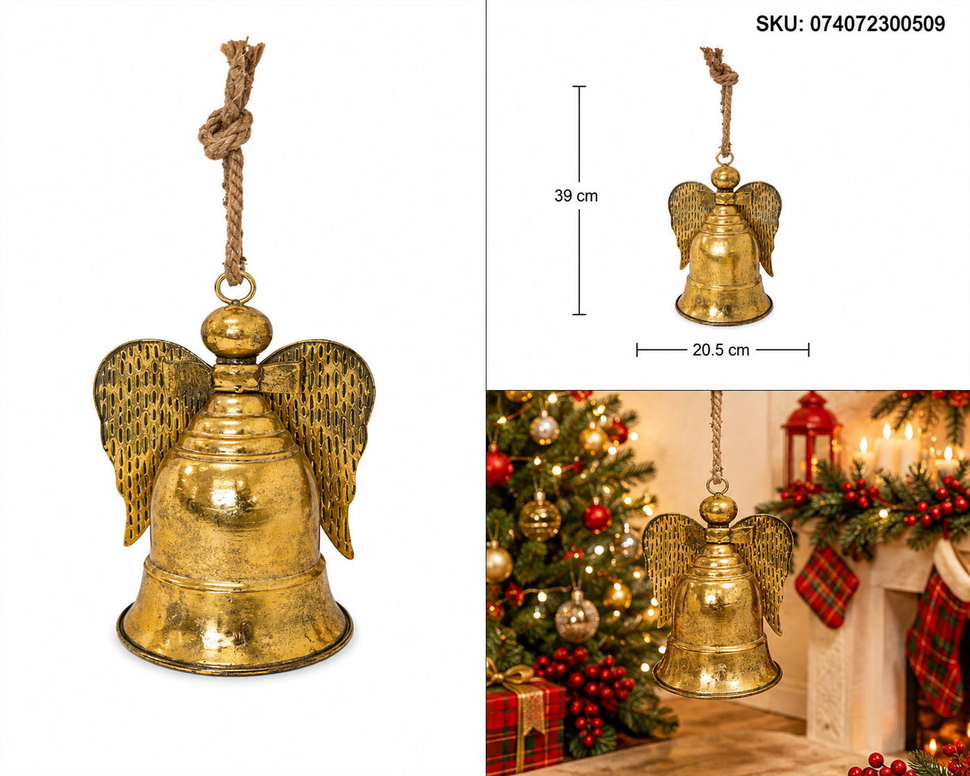 Campana Navideña Ángel Dorada Vintage – Galerías el Triunfo
