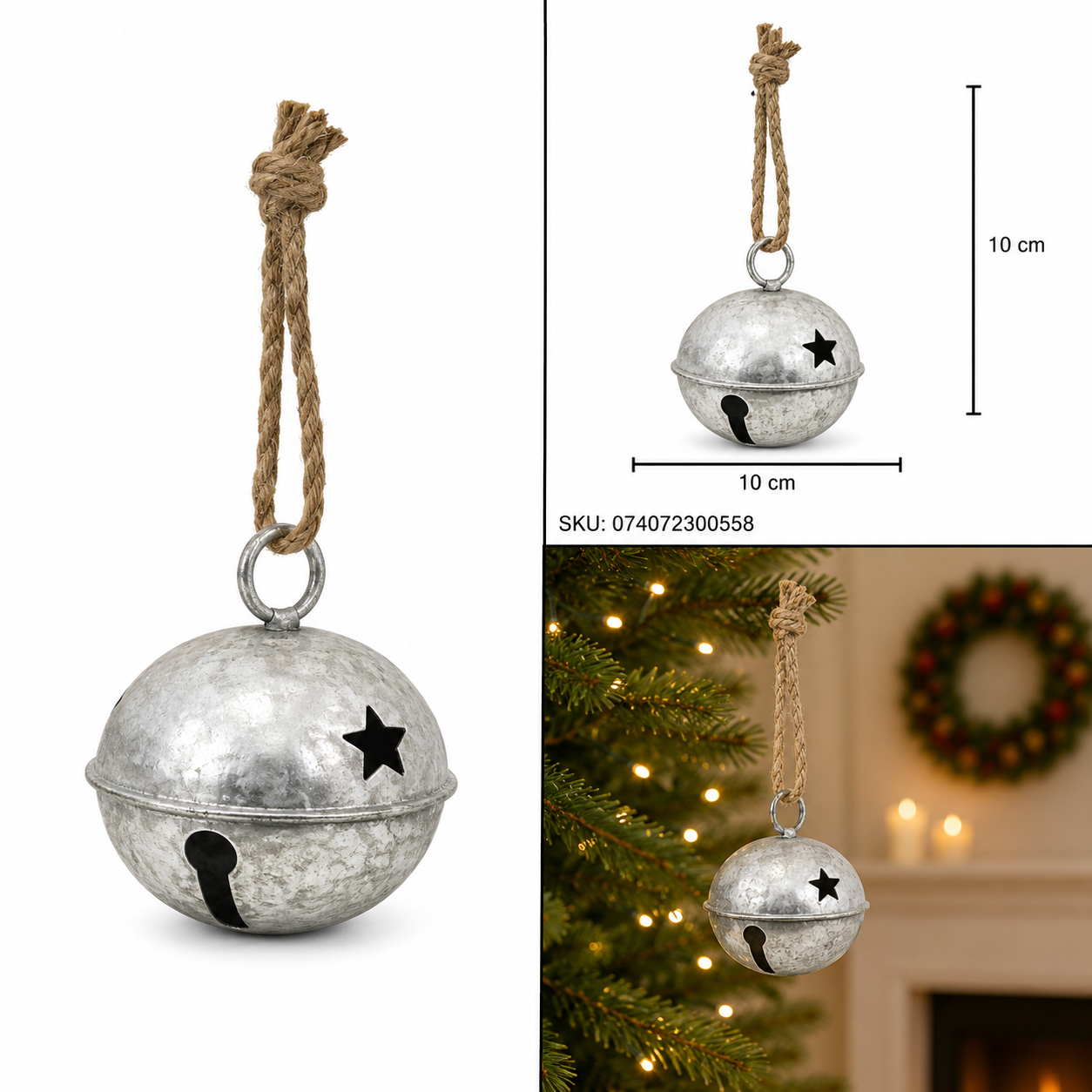Cascabel Plateado Vintage con Estrellas Caladas – Galerías el Triunfo