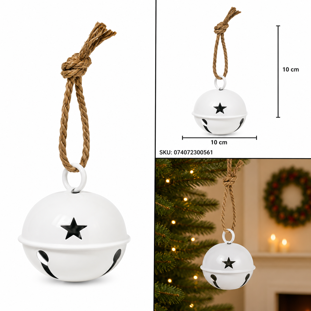 Cascabel Blanco Mate con Estrellas Caladas – Galerías el Triunfo