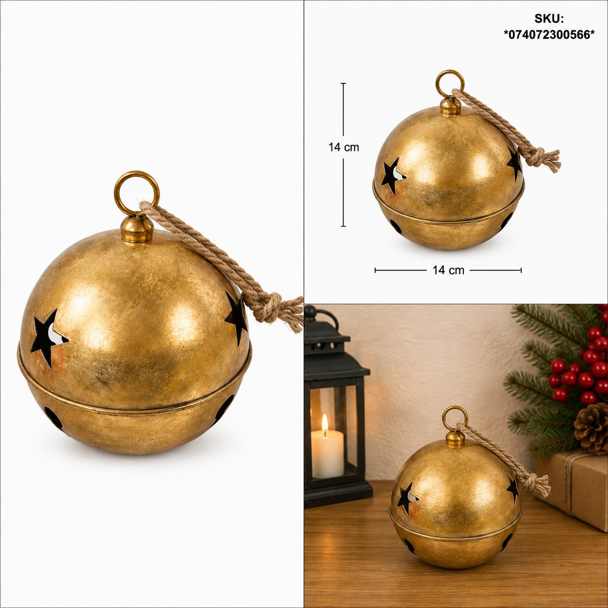 Cascabel Dorado Vintage Estrellas Caladas – Galerías el Triunfo