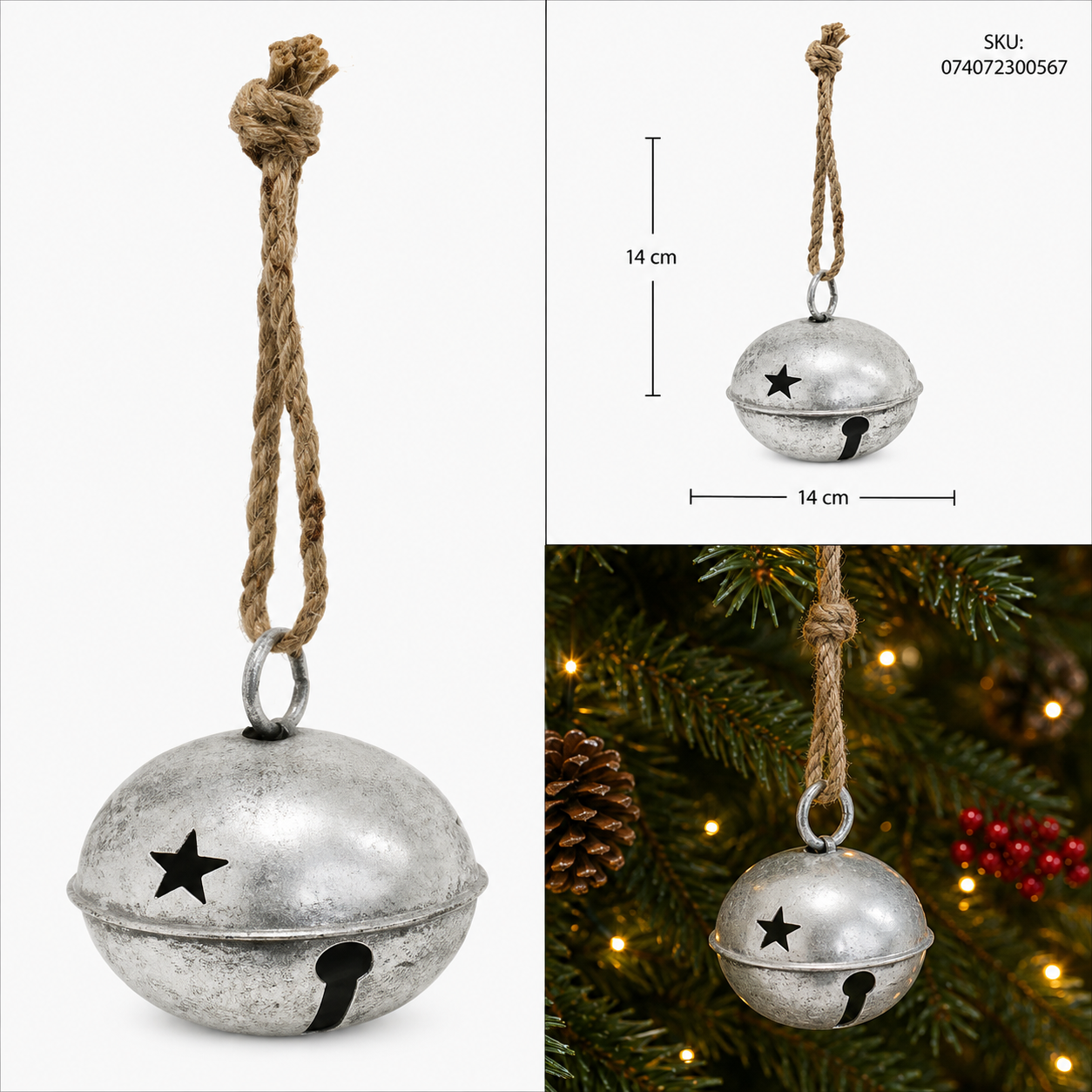 Cascabel Plateado Vintage con Estrellas Caladas – Galerías el Triunfo