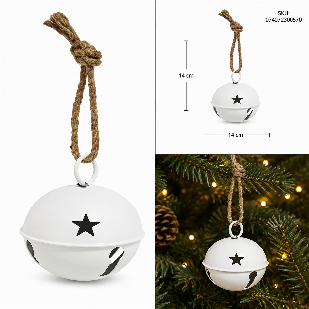 Cascabel Blanco Mate con Estrellas Caladas – Galerías el Triunfo