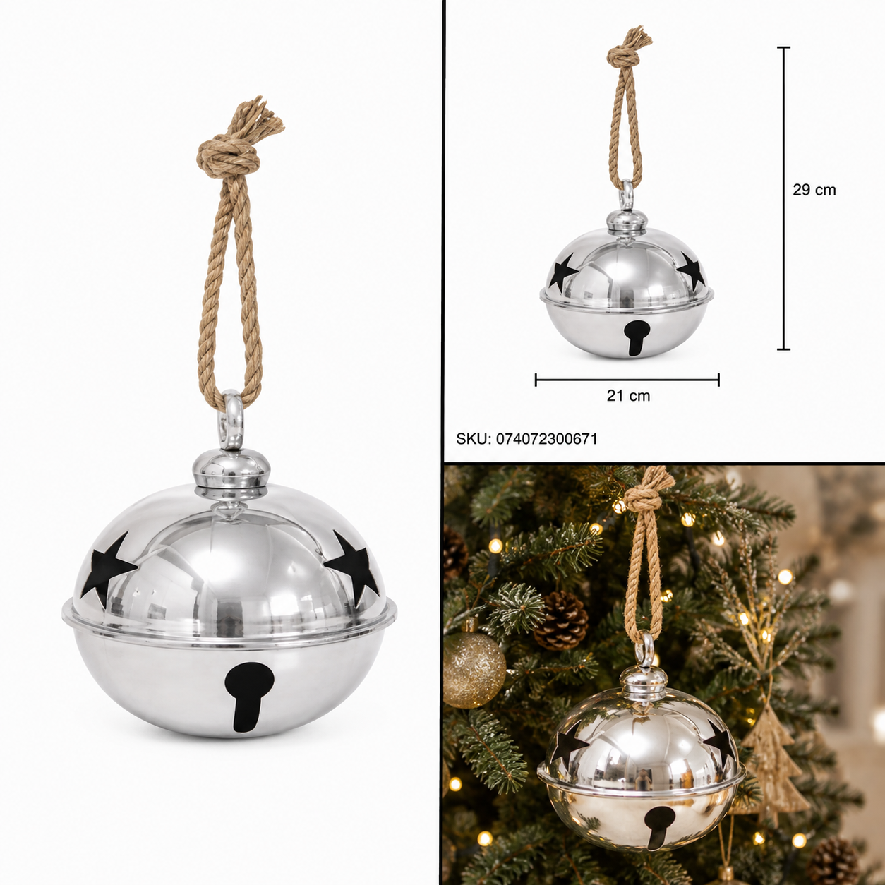 Cascabel Cromado con Estrellas Caladas – Galerías el Triunfo