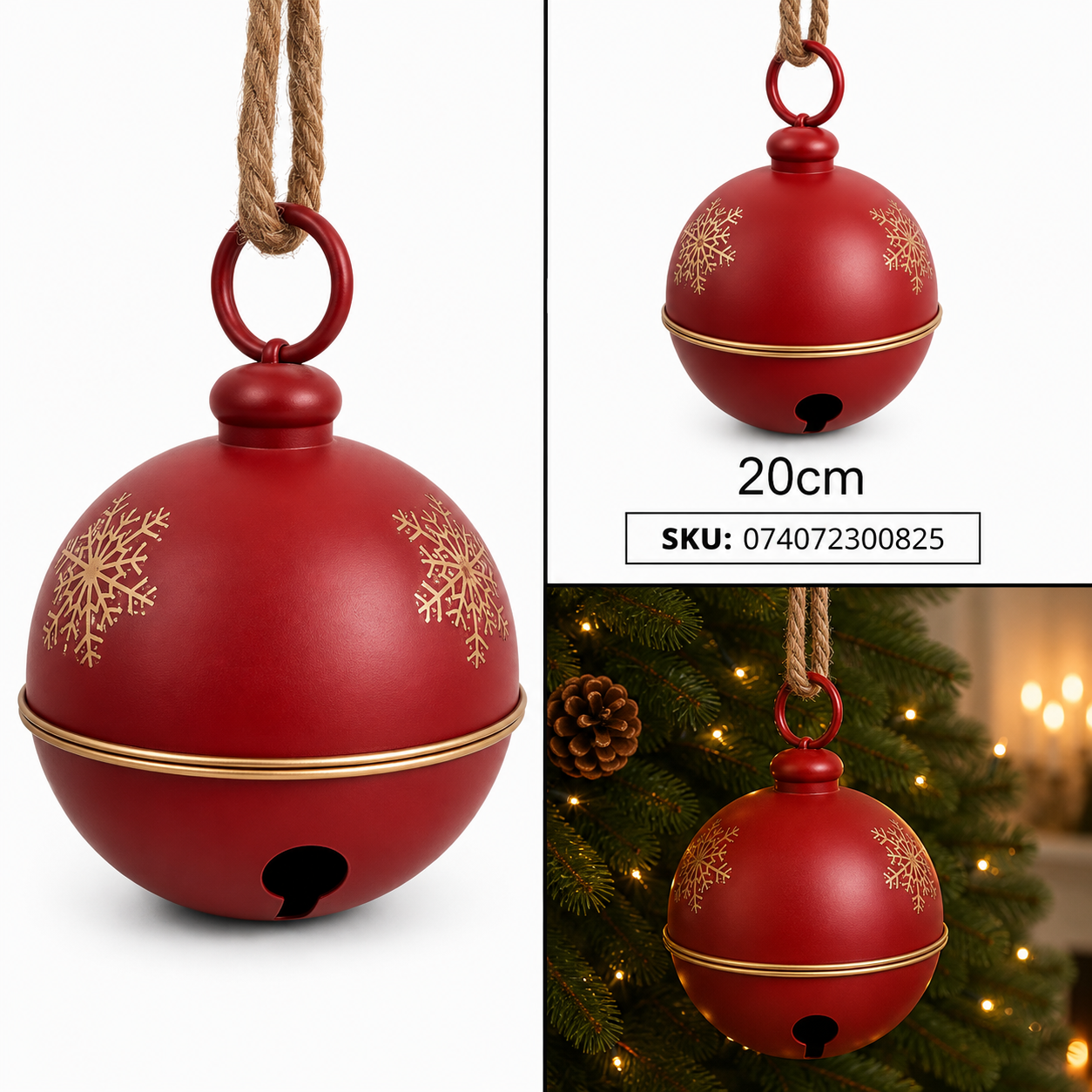 Cascabel Navideño Rojo con Copo Dorado – Galerías el Triunfo